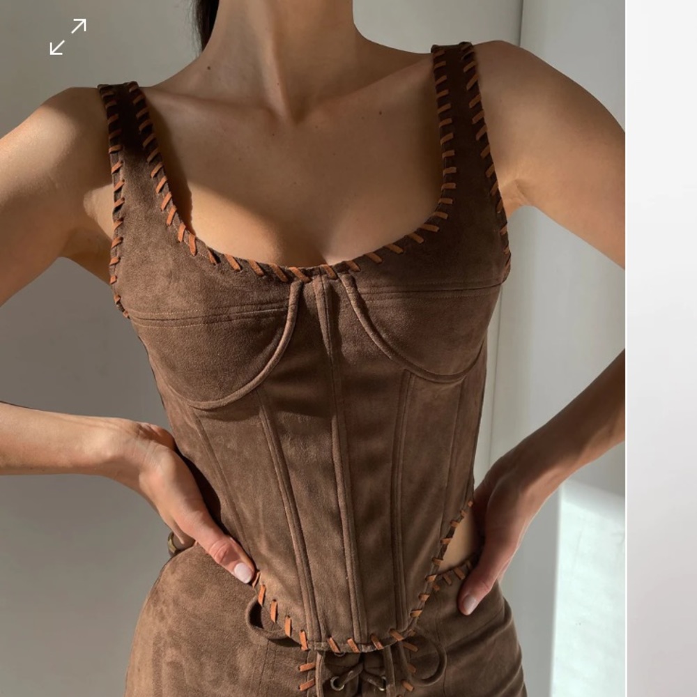 Meshki- Audrey Suede Corset Top